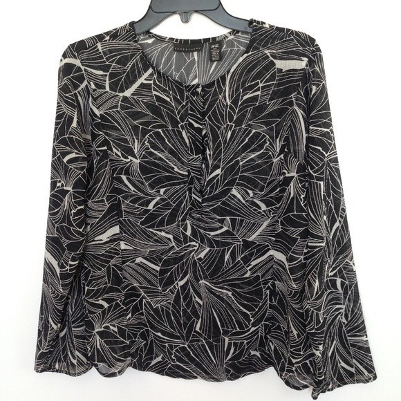 Apostrophe Tops - Apostrophe Black White Floral Print Blouse